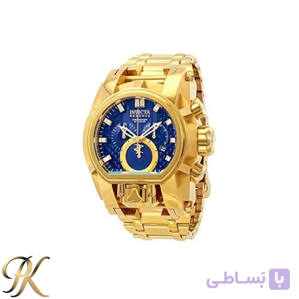 ساعت مچی مردانه اینویکتا (Invicta) مدل زئوس (Zeus) – بدنه طلایی با صفحه آبی – موتور ژاپن — تصویر 1