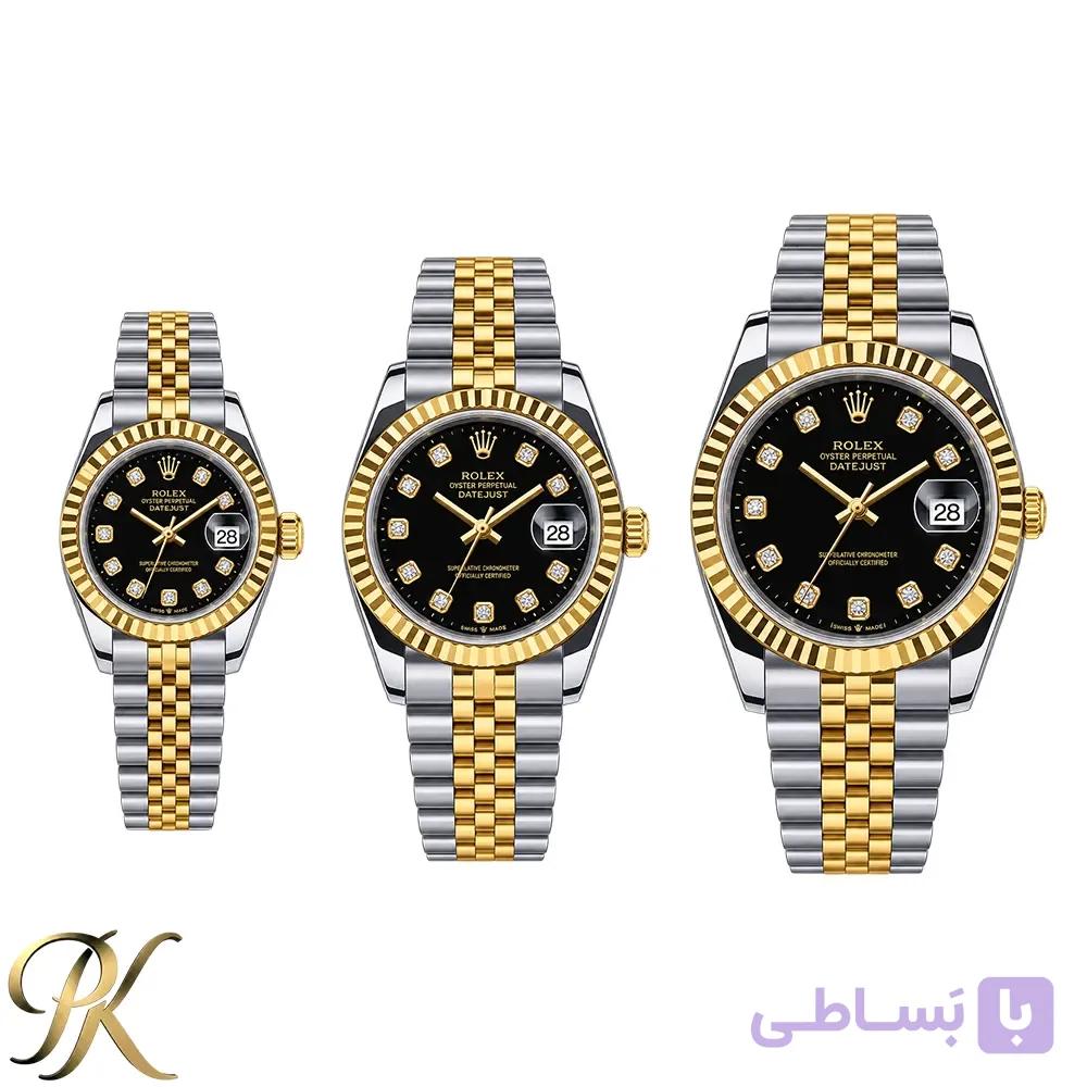 ساعت مچی رولکس (Rolex) مدل دیت‌ جاست (Datejust) – صفحه مشکی نگین‌ دار موتور ژاپن — تصویر 1