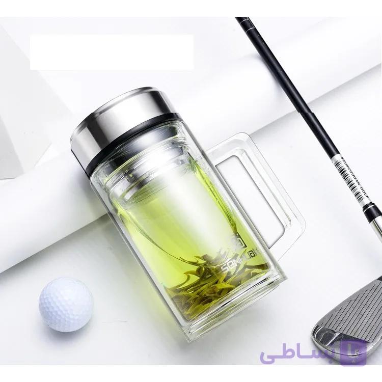 لیوان دمنوش دوجداره درب دار کد304