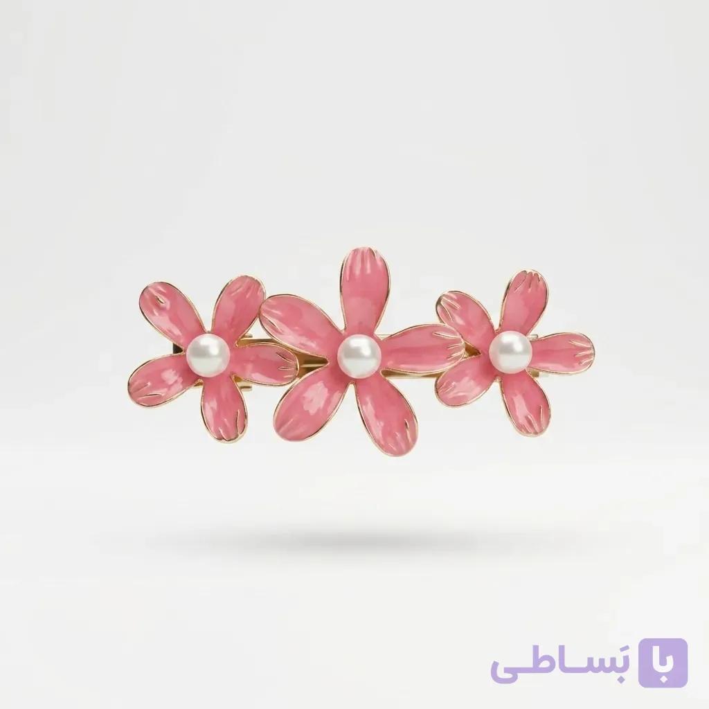 گیره مو گل صورتی