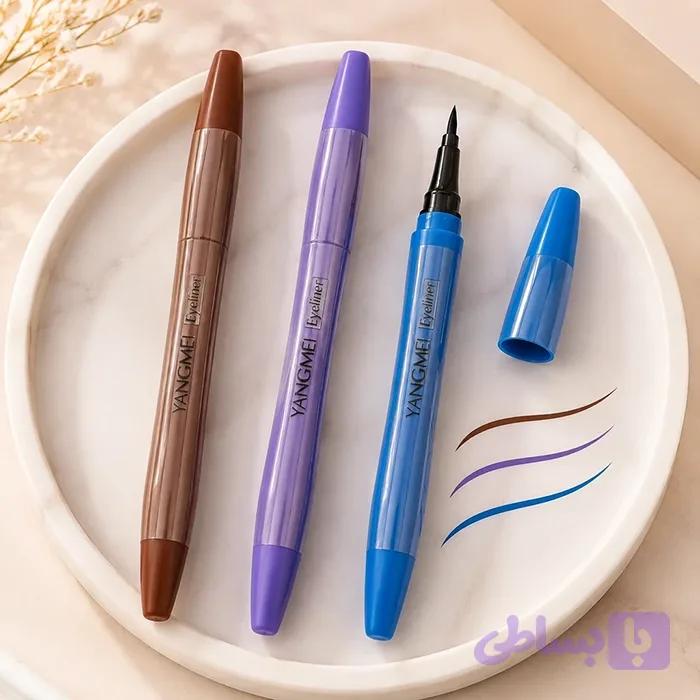 خط چشم ماژیکی رنگی یانگ می Yangmei Eyeliner در ۳ رنگ آبی، بنفش و قهوه‌ای