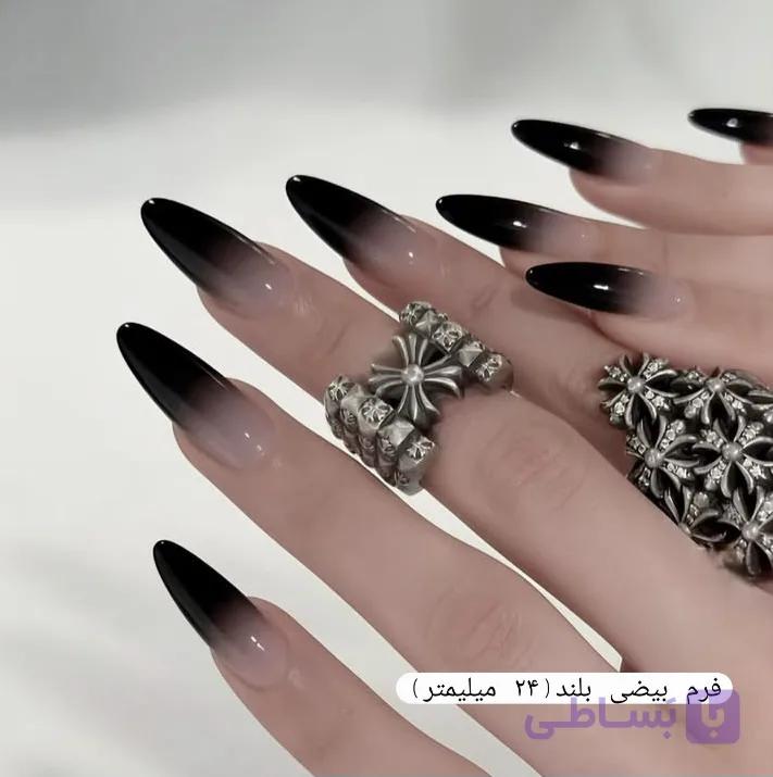 ناخن مصنوعی طرح آمبره مشکی — تصویر 1