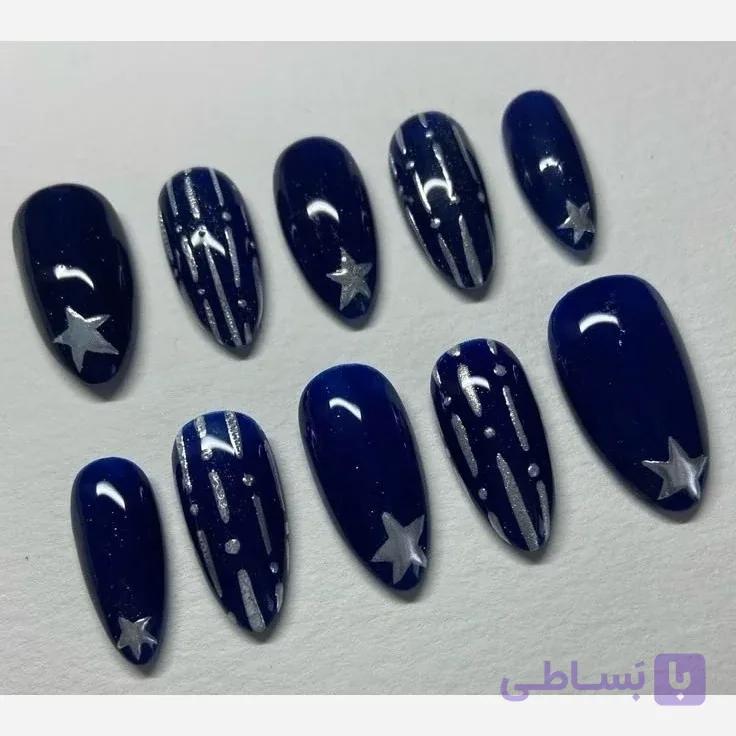 ناخن مصنوعی طرح ابی نقره کوب — تصویر 1