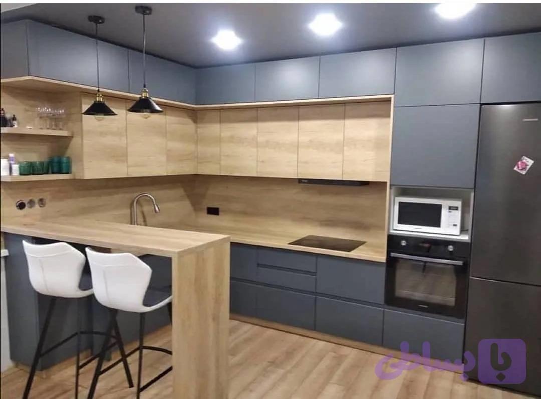 کابینت مدرن تمام ام دی آف روکش طرح چوب
