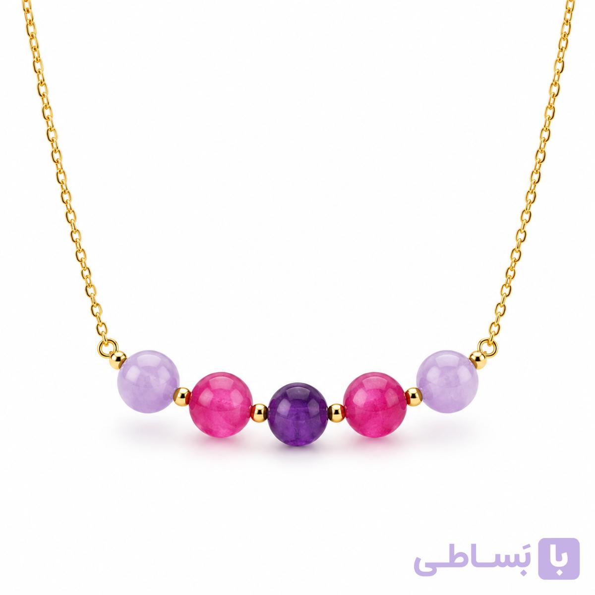 گردنبند آمیتیست و عقیق - JanaGem | جاناجم