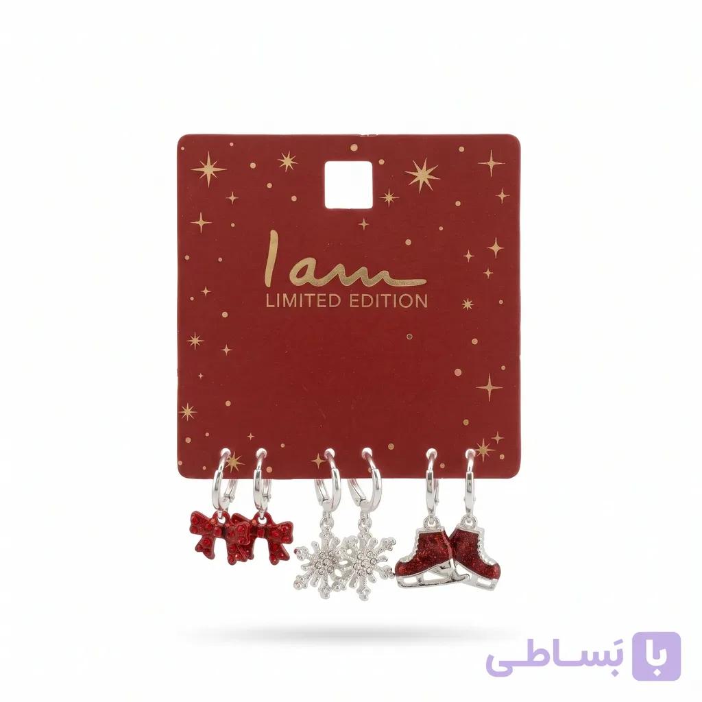 پک گوشواره آویزدار نقره‌ای آی ام طرح زمستان I AM — تصویر 1