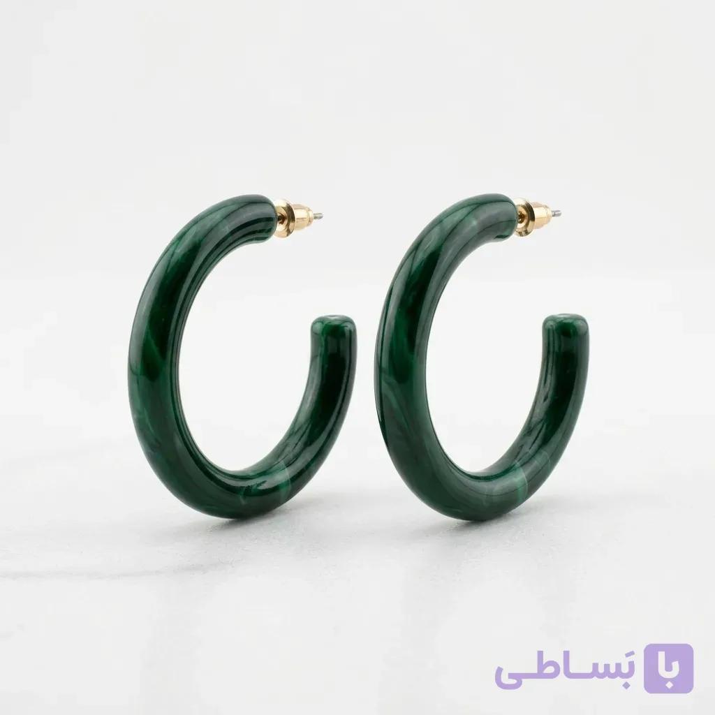 گوشواره حلقه‌ای اکریلیک سبز آی ام زنانه I AM — تصویر 1
