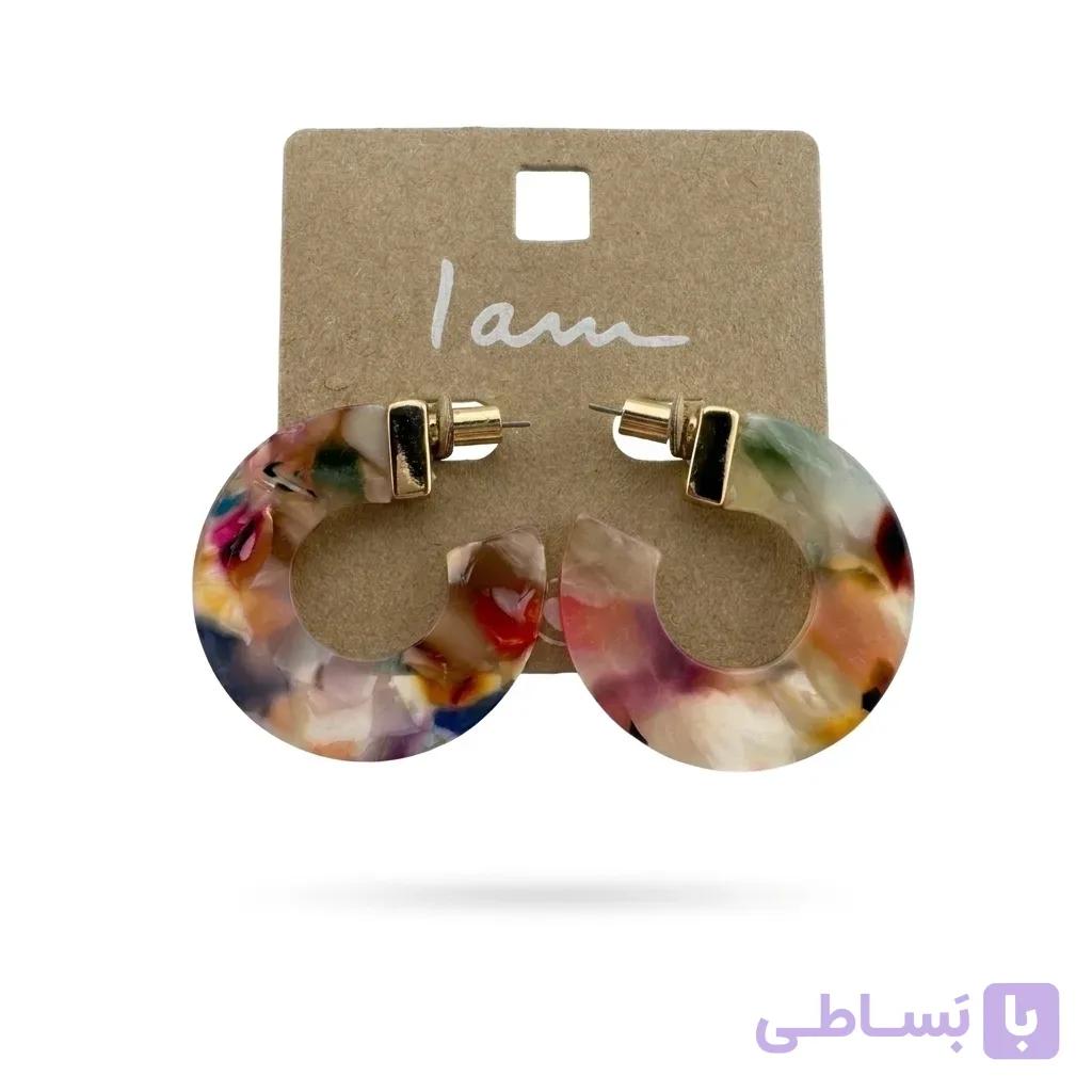گوشواره حلقه‌ای طرح آب‌نباتی آی ام زنانه I AM — تصویر 1