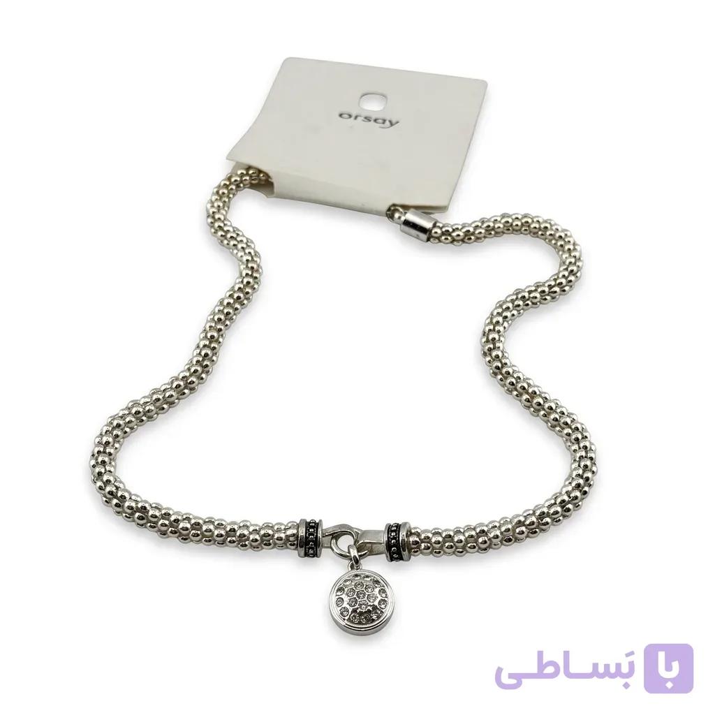 گردنبند زنجیر ماری نقره‌ای اورسای آویز نگین‌دار ORSAY — تصویر 1