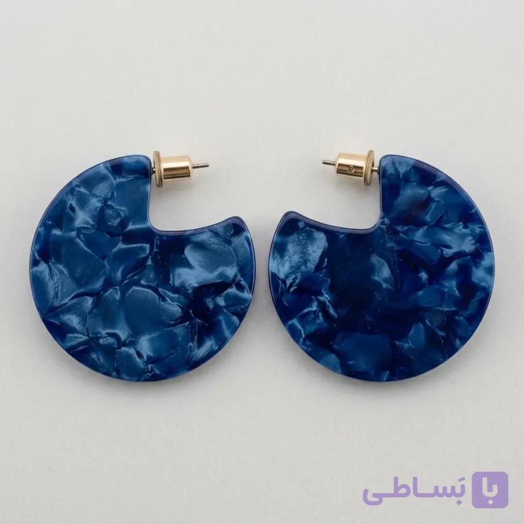 گوشواره میخی رزینی آبی آی ام طرح دایره I AM — تصویر 1