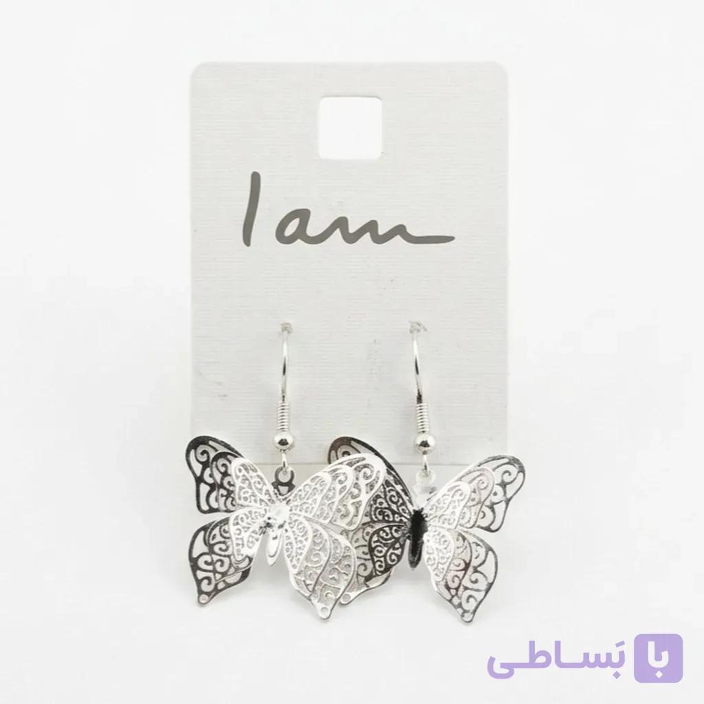 گوشواره آویز پروانه فیلیگری نقره‌ای آی ام زنانه I AM — تصویر 1