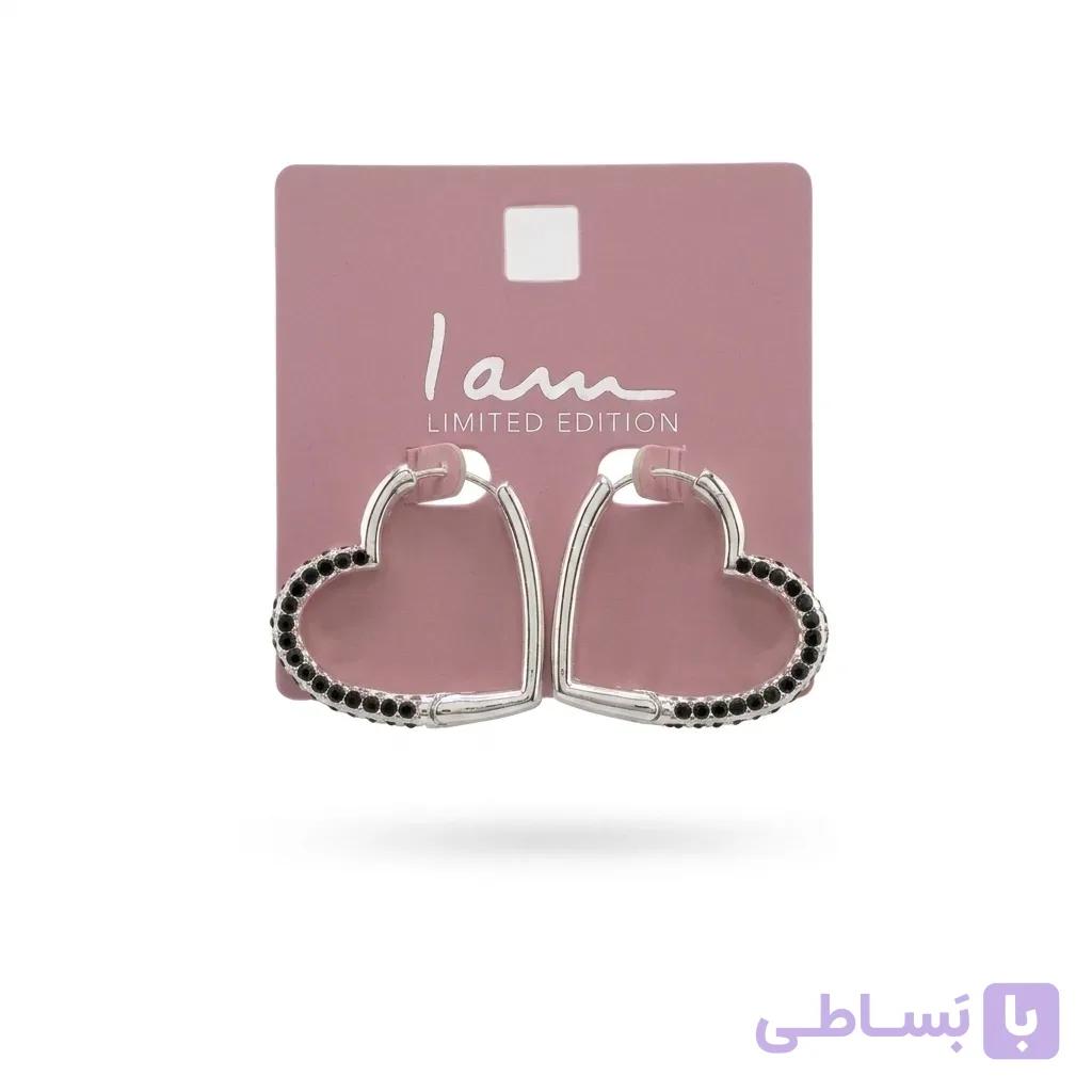 گوشواره نیم‌حلقه نگین‌دار نقره‌ای آی ام زنانه I AM — تصویر 1