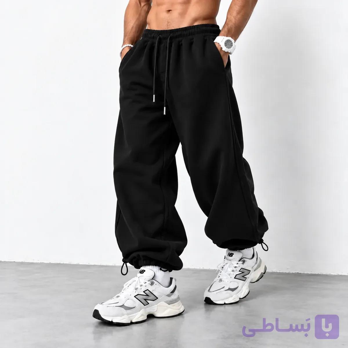 شلوار جاگر مشکی / قواره بگ و مام / دمپا فیت و آزاد / دمپا دوحالته استوپر / کد 8001 — تصویر 1