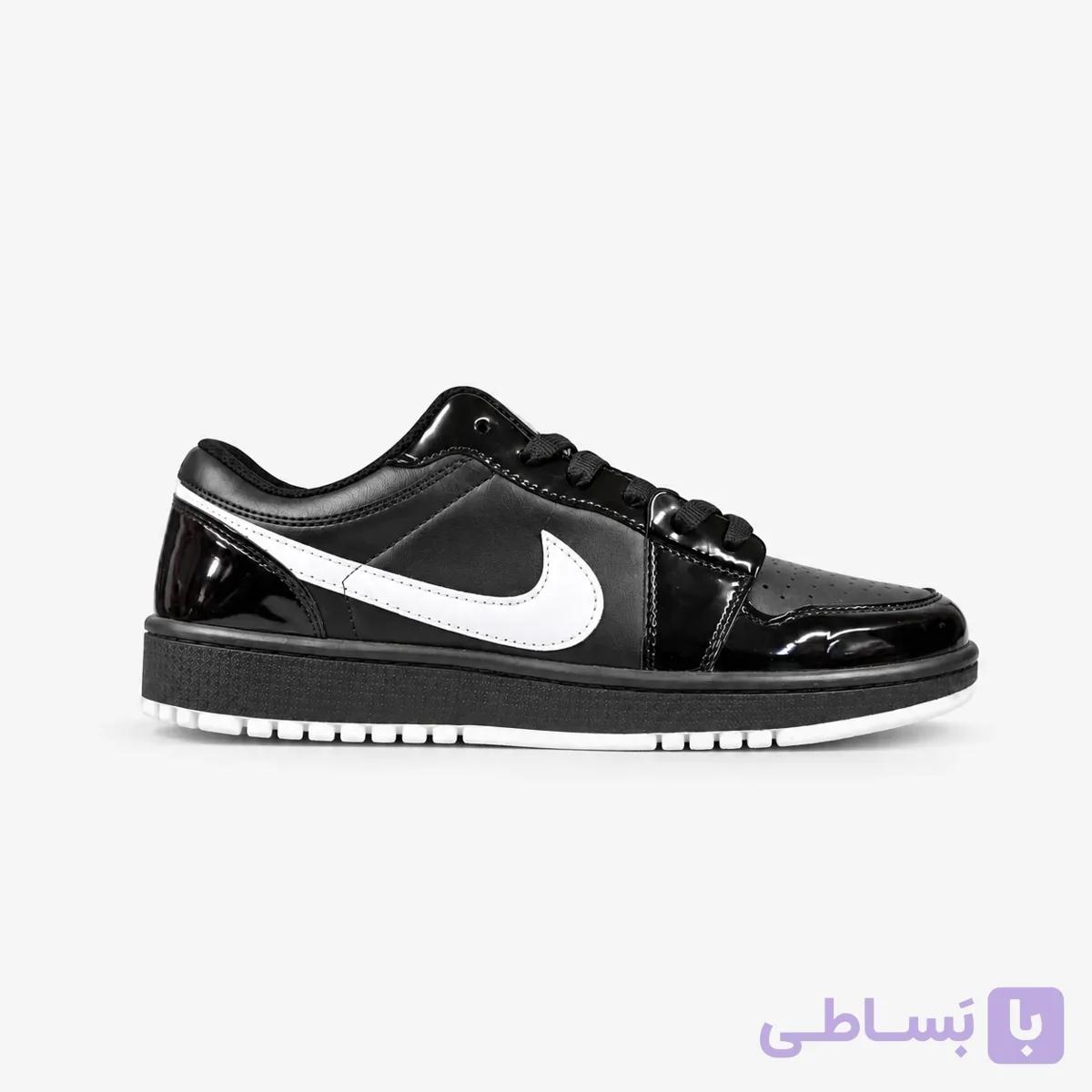 کتونی نایک جردن وان لو ساق کوتاه / مشکی نایک سفید / ورنی / کد 148 — تصویر 1
