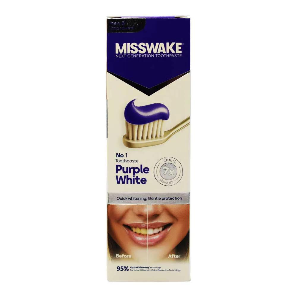 خمیر دندان ضد زردی میسویک MISSWAKE مدل Purple White حجم 75 میلی لیتر