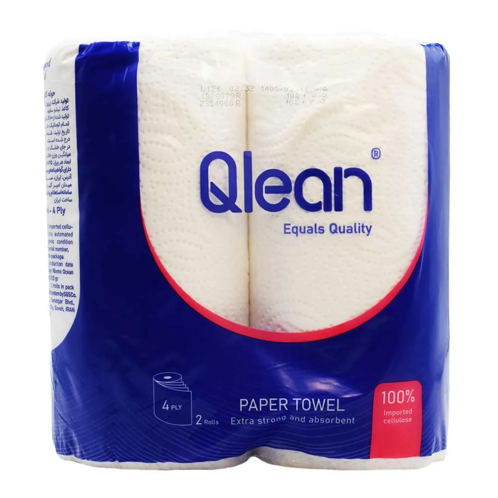 دستمال حوله ای 4 لایه کیولین QLEAN بسته 2 عددی