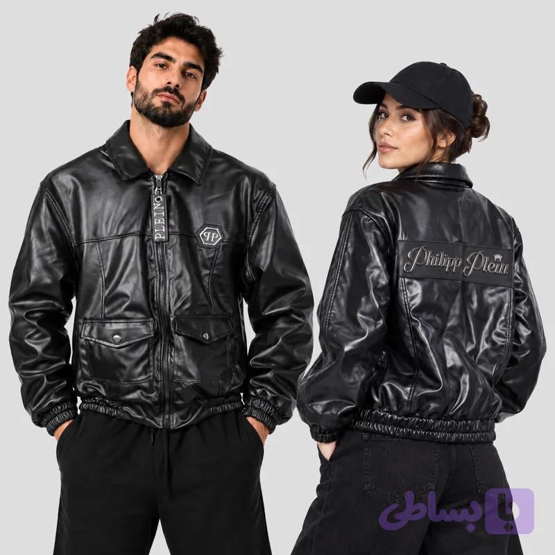 جکت چرم اسپرت مدل Philipp Plein کد 26G0377 مشکی — تصویر 1