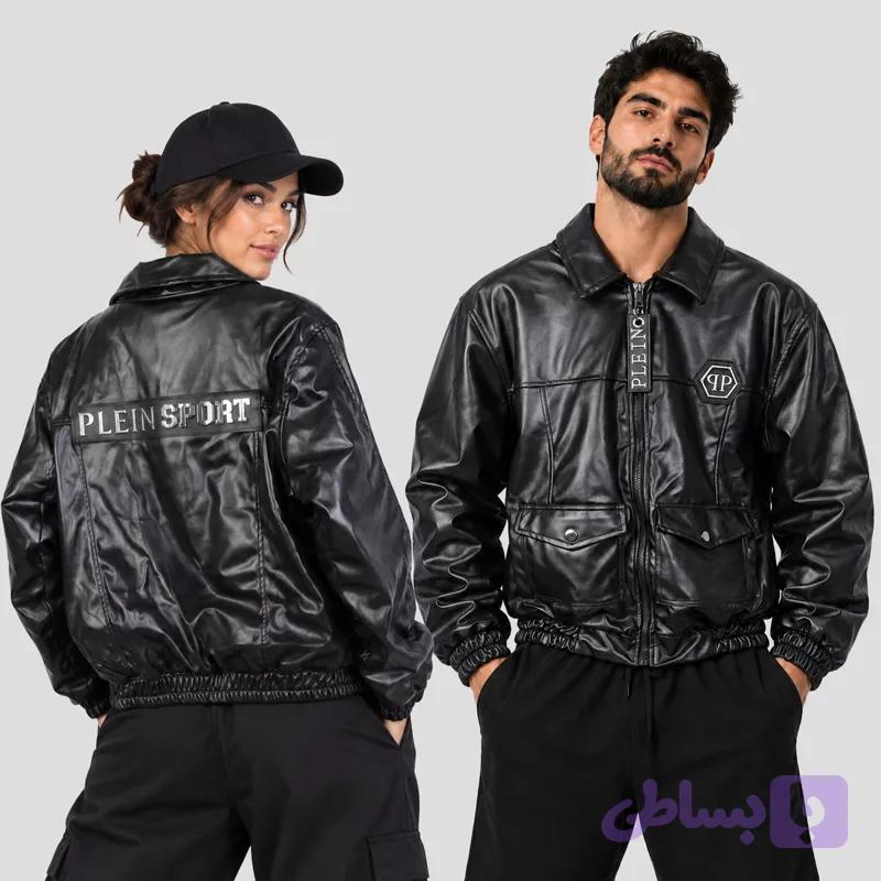 جکت چرم اسپرت مدل plein کد 26G0372 مشکی — تصویر 1