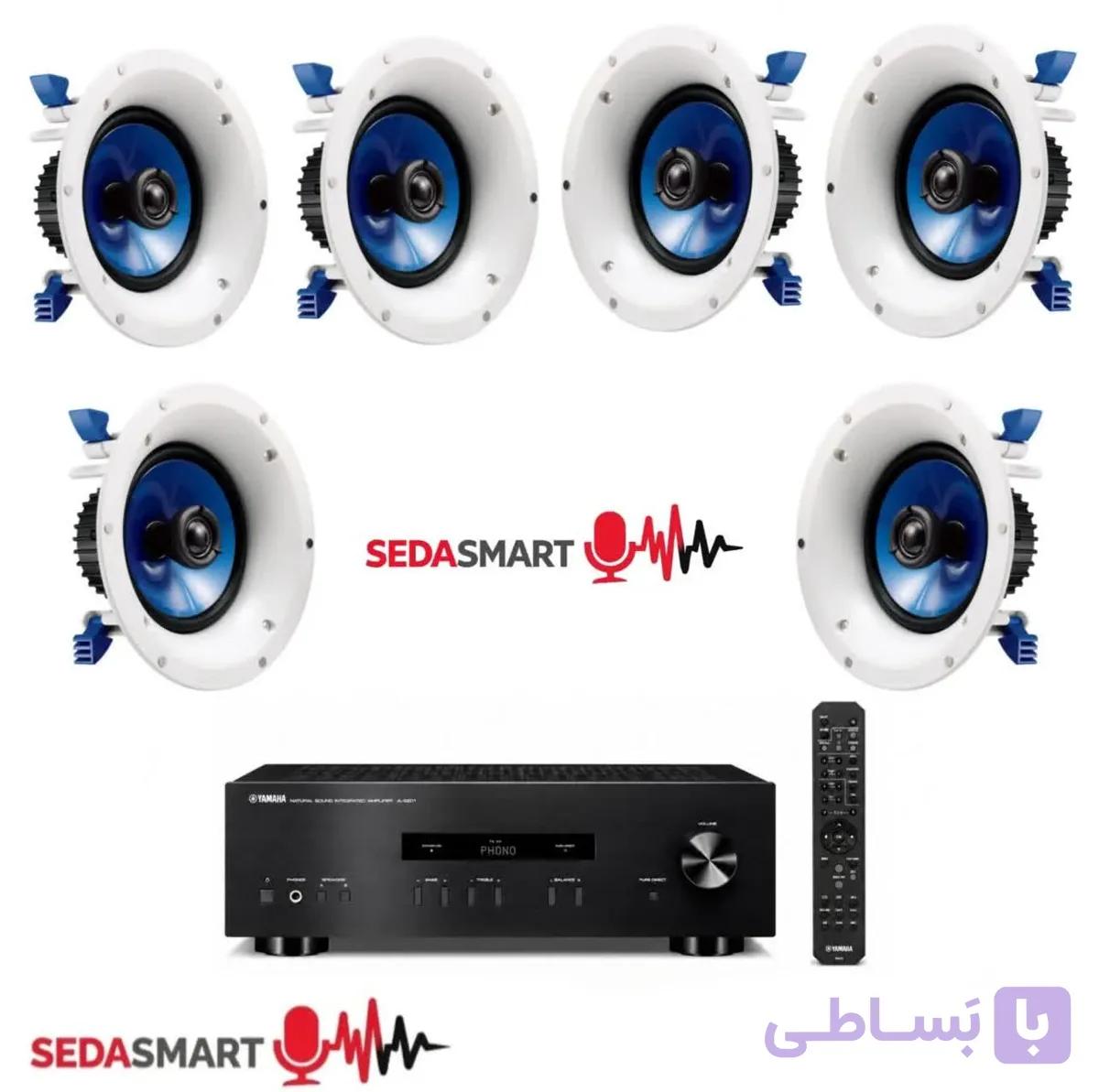 اسپیکر سقفی Yamaha NS-IC600 اورجینال  6 عدد با آمپلی فایر استریو Yamaha A-S201