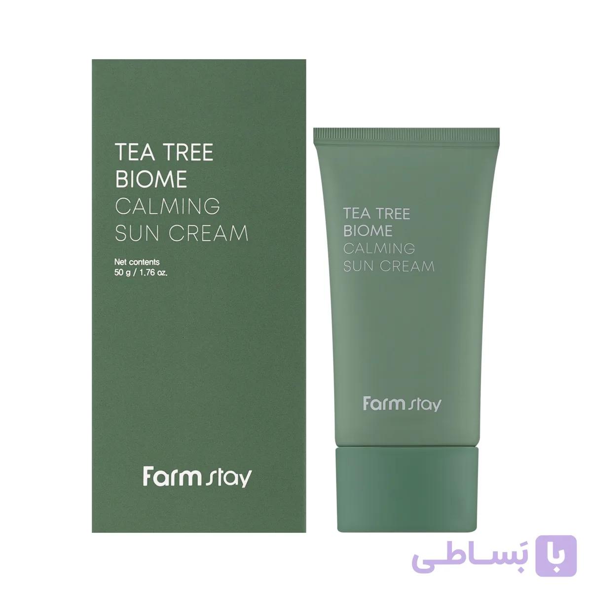 کرم ضد آفتاب تسکین دهنده و ترمیم کننده درخت چای فارم استی مدل Tea Tree Blome