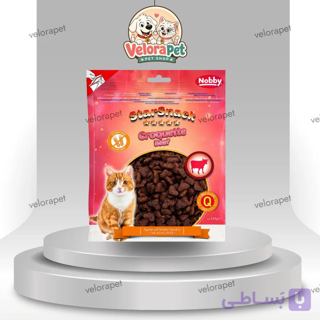 تشویقی کرانچی گربه نوبی طعم گوساله وزن 125 گرم — تصویر 1