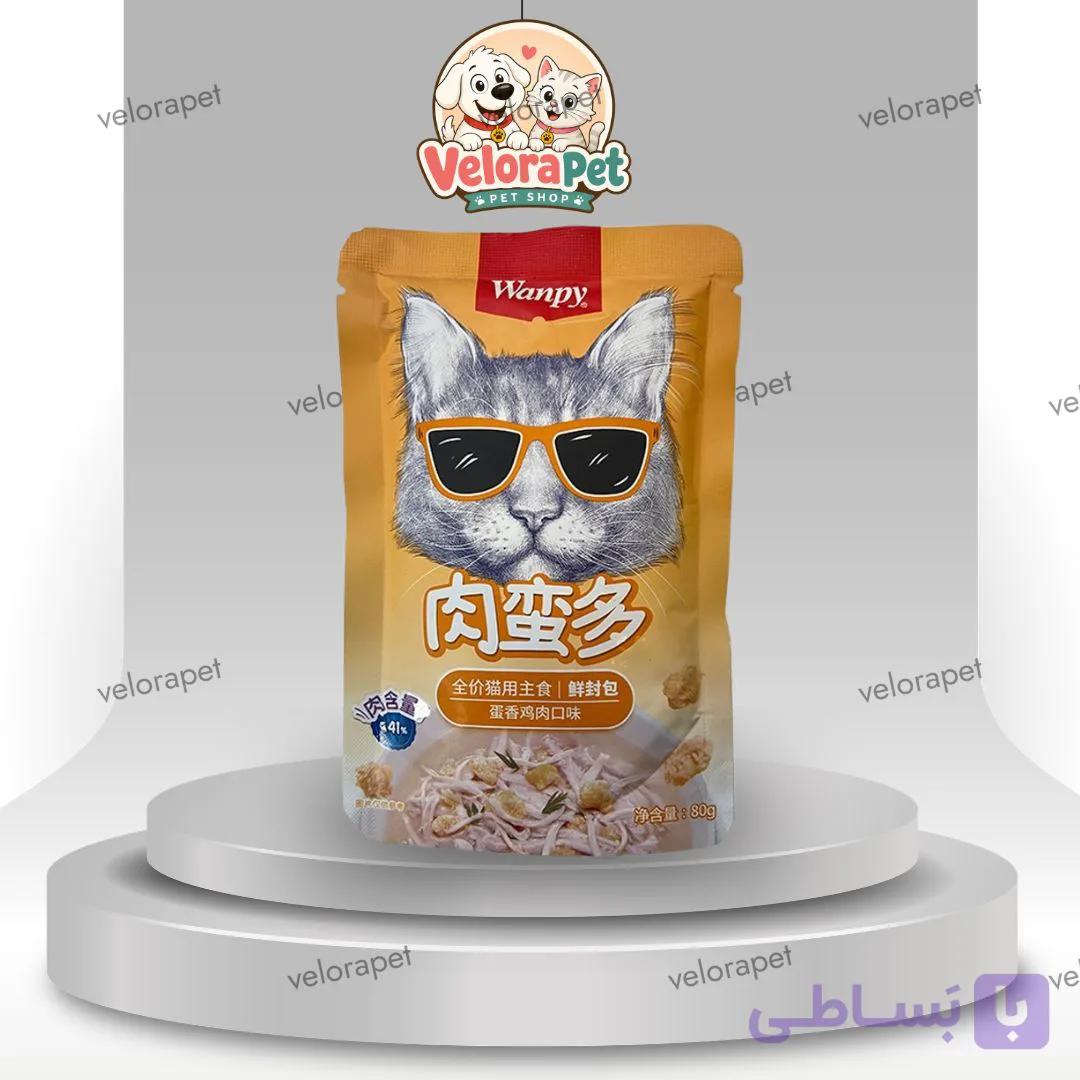 پوچ گربه ونپی کینگ ویتامینه طعم مرغ و تخم مرغ 80 گرم