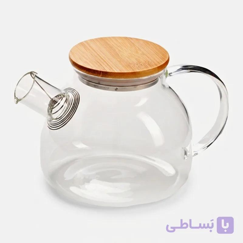 قوری پیرکس درب بامبو 1 لیتری — تصویر 1