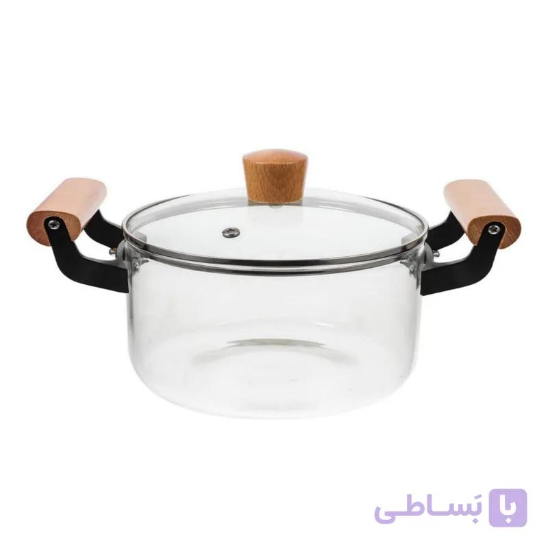 قابلمه پیرکس مدل شعله مستقیم دسته بامبو ۲.۵ L — تصویر 1