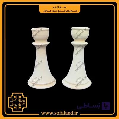 شمعدان سفالی طرح قلمی سفالند — تصویر 1