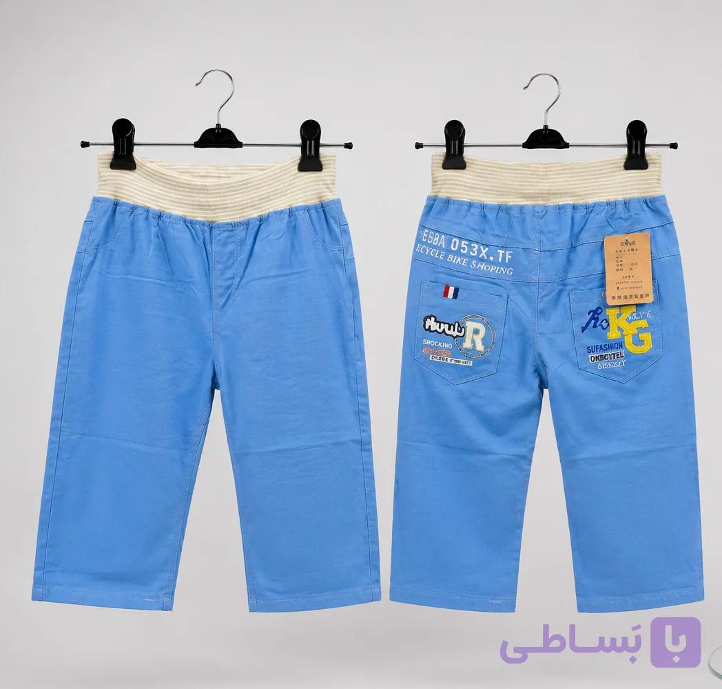 شلوارک پارچه ای کرم ،کمر کش طرح جیب پشت KG کد۱۰۳۷