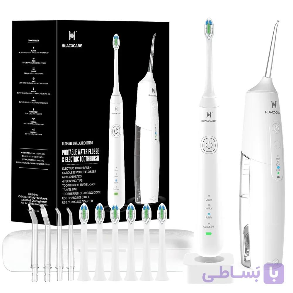 کیت کامل بهداشت دهان و دندان شامل واترجت و مسواک برقی، برند HUACOCARE مدل H100 — تصویر 1