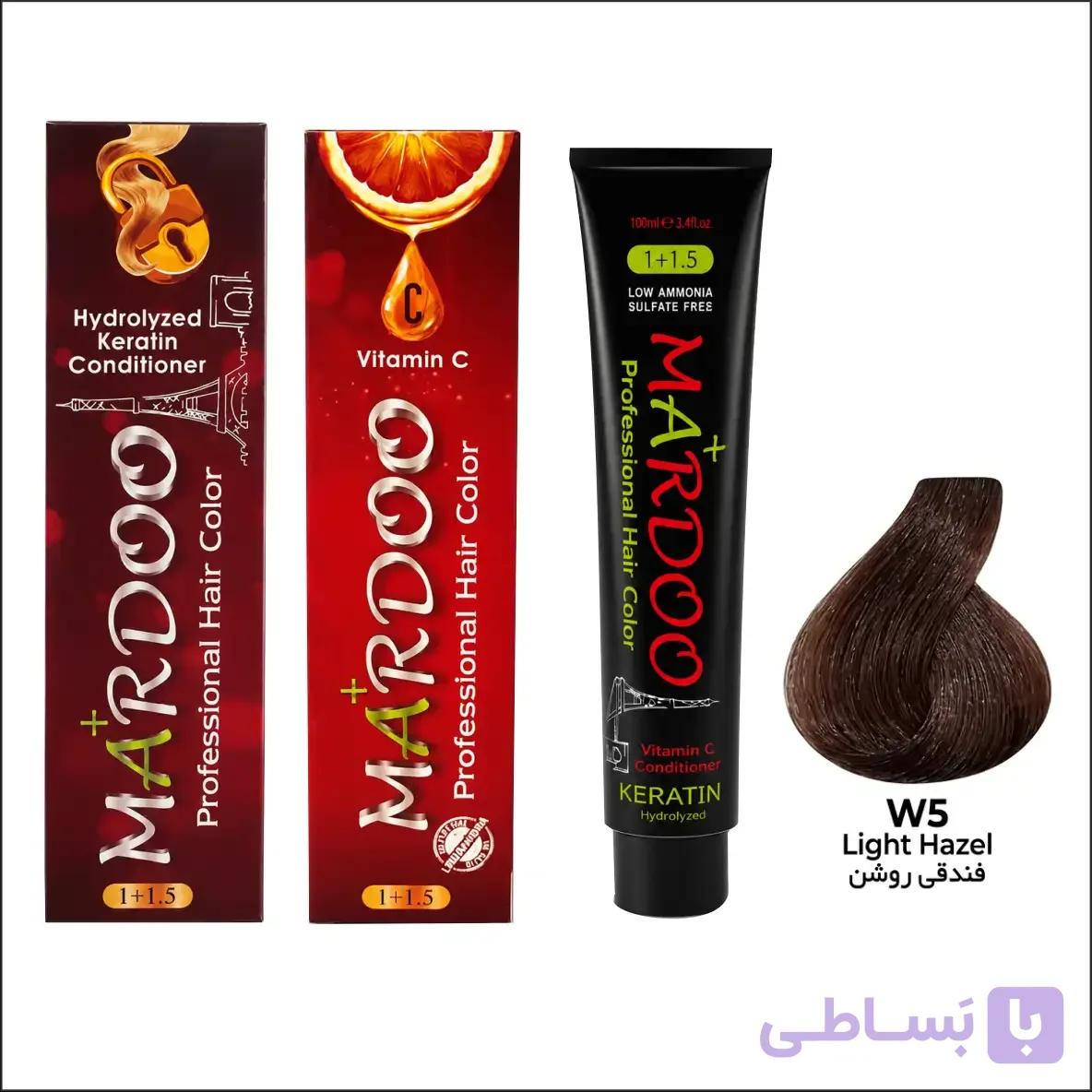 رنگ مو ماردو(mardoo) شماره W5 رنگ فندقی روشن | فروشگاه آرایشی و بهداشتی رخ استور