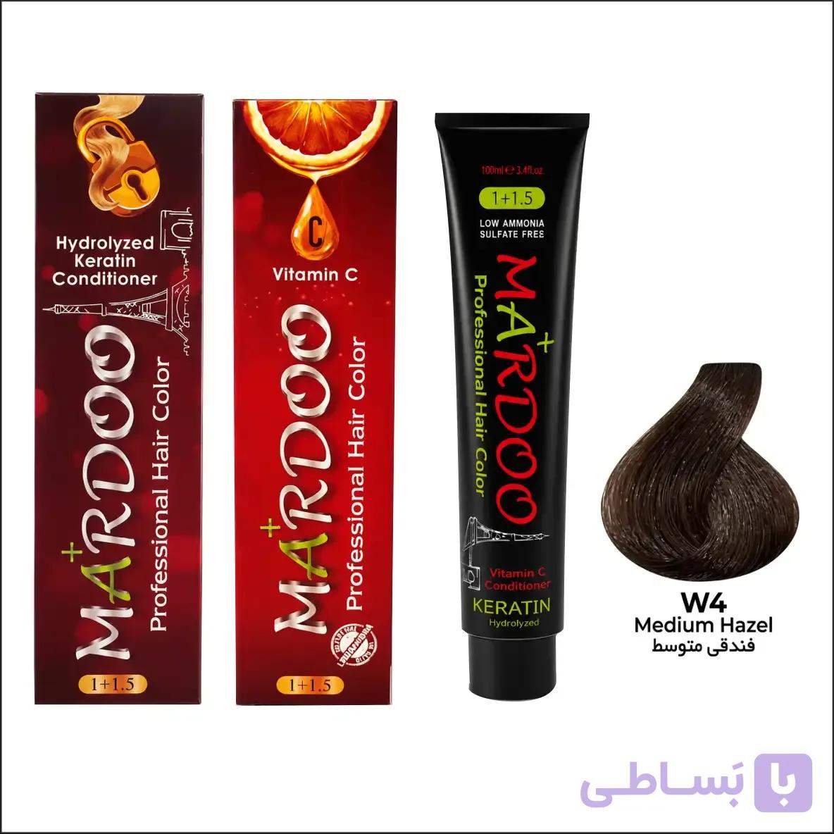 رنگ مو ماردو(mardoo) شماره W4 رنگ فندقی متوسط | فروشگاه آرایشی و بهداشتی رخ استور