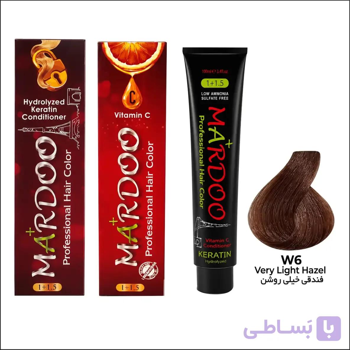 رنگ مو ماردو(mardoo) شماره W6 رنگ فندقی خیلی روشن | فروشگاه آرایشی و بهداشتی رخ استور