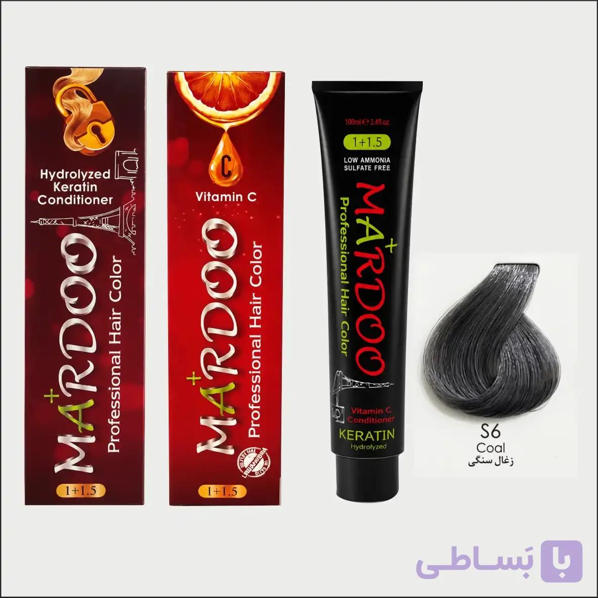 رنگ مو ماردو(mardoo) شماره S6 رنگ زغال سنگی | فروشگاه آرایشی و بهداشتی رخ استور