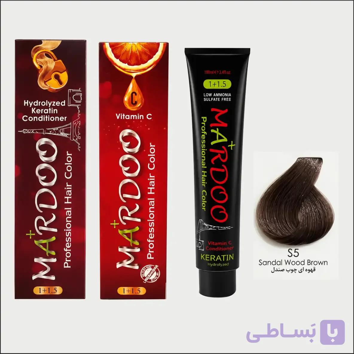 رنگ مو ماردو(mardoo) شماره S5 رنگ قهوه ای چوب صندل | فروشگاه آرایشی و بهداشتی رخ استور