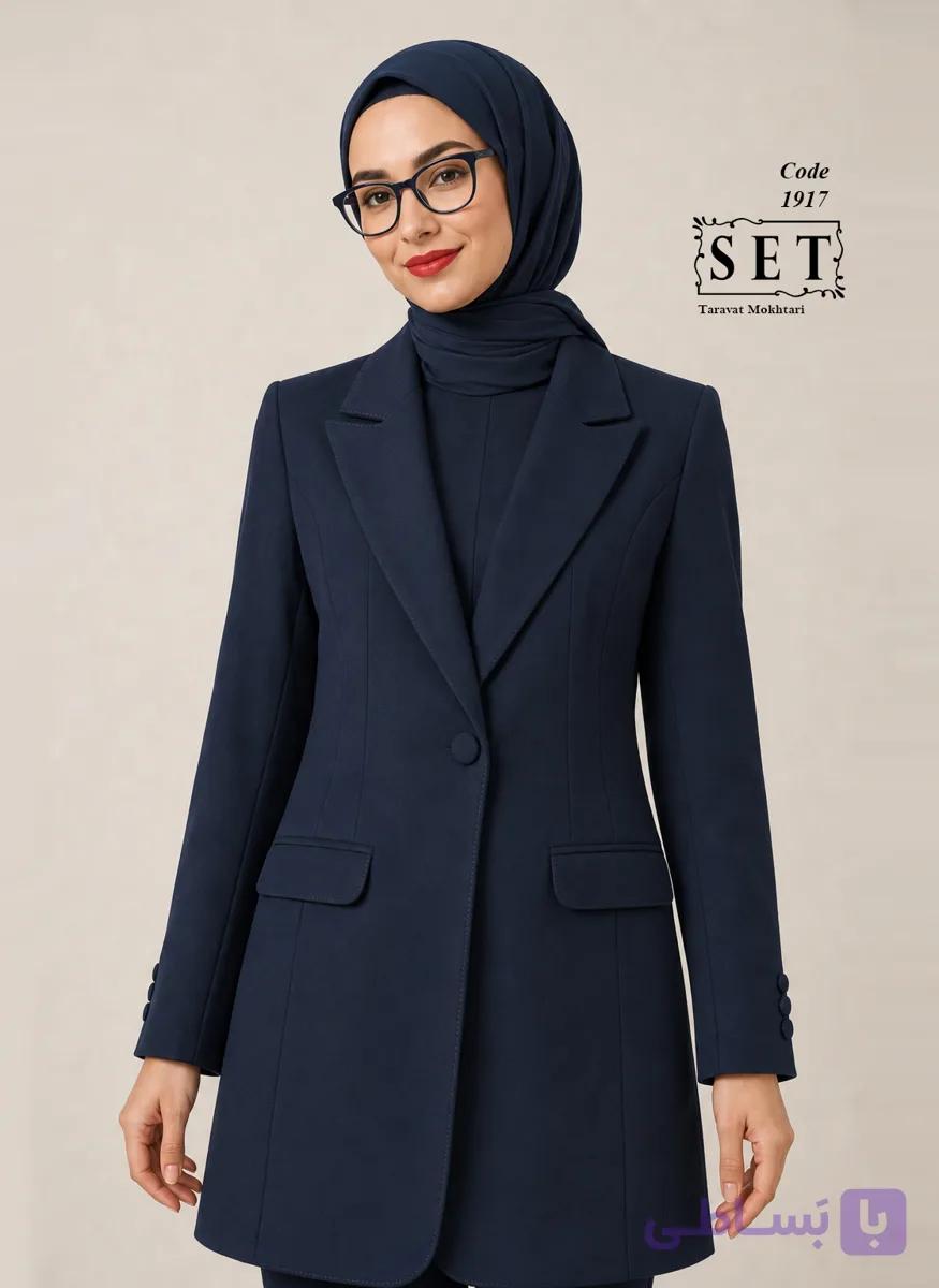 مانتو اداری رسمی رنگ مشکی مدل دیبا برند SET