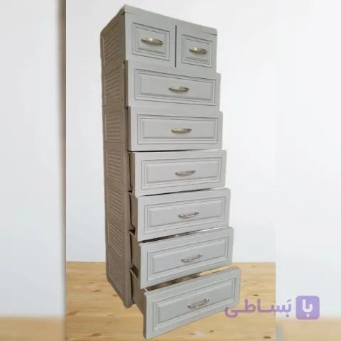 دراور بزرگ 7 طبقه 8 کشو طرح چوب لوکس و جذاب ( عرض 60 عمق 40 ارتفاع ۱۵۴ )