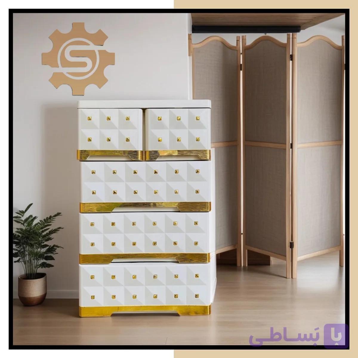 فایل ( دراور ) کشویی پلاستیکی طبقه نگین دار لوکس کد 734 ( 4-5-7 طبقه )