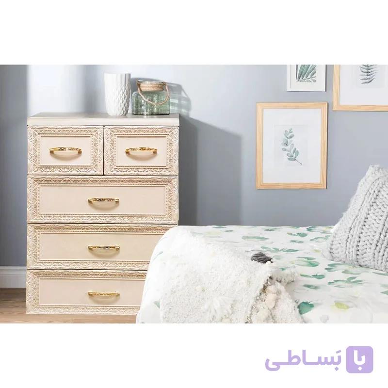 فایل پلاستیکی 5کشو طرح منبت کد 744 ( عرض 60 عمق 40 ارتفاع90)