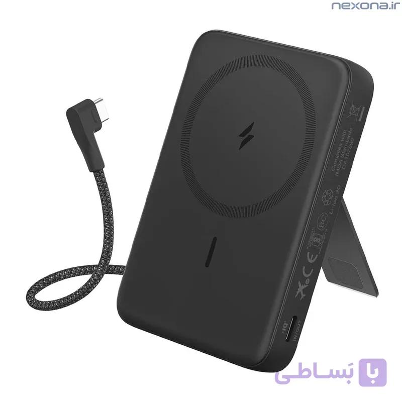 پاوربانک بیسیم انکر Anker Zolo Magnetic Power Bank 10K 15W WireLess Built-in USB-C Cable 30W مدل A1685 — تصویر 1