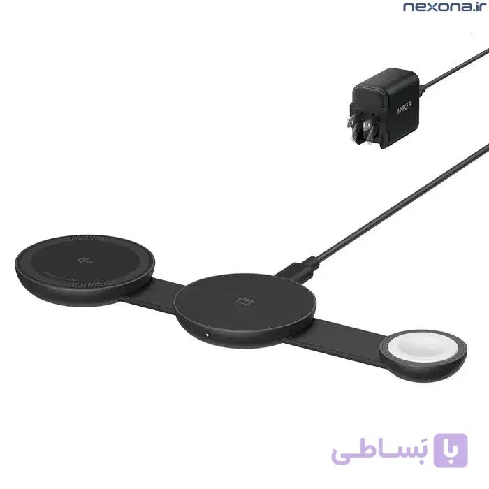 شارژر بی‌سیم 3 در 1 انکر مدل Anker MagGo 3-in-1 Foldable Charging Pad Qi2 B25M8 — تصویر 1