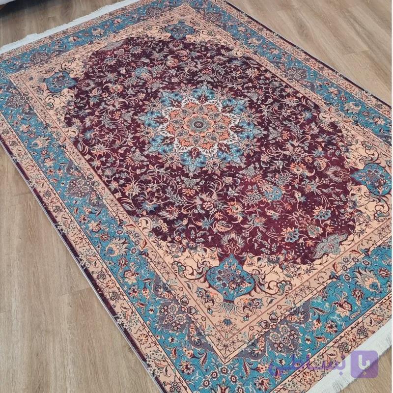 فرشینه طرح سنتی زرشکی و فیروزه ای کد L 468 (پس کرایه)
