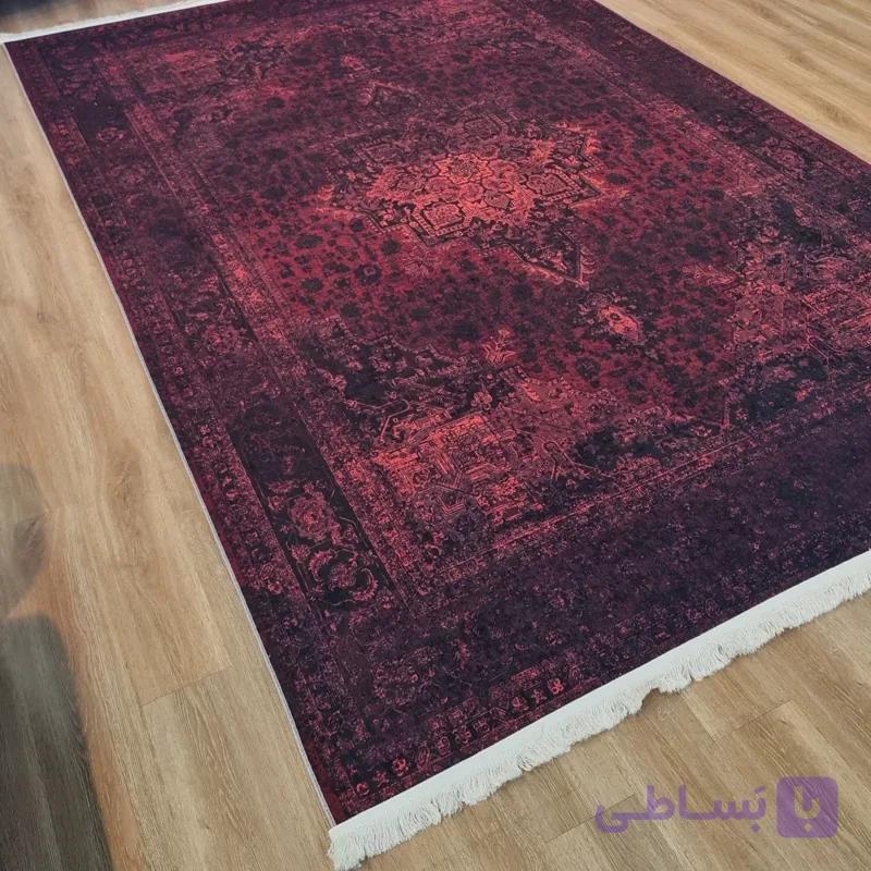فرشینه طرح سنتی رنگ سرخ و تیره کد L 474 (پس کرایه)
