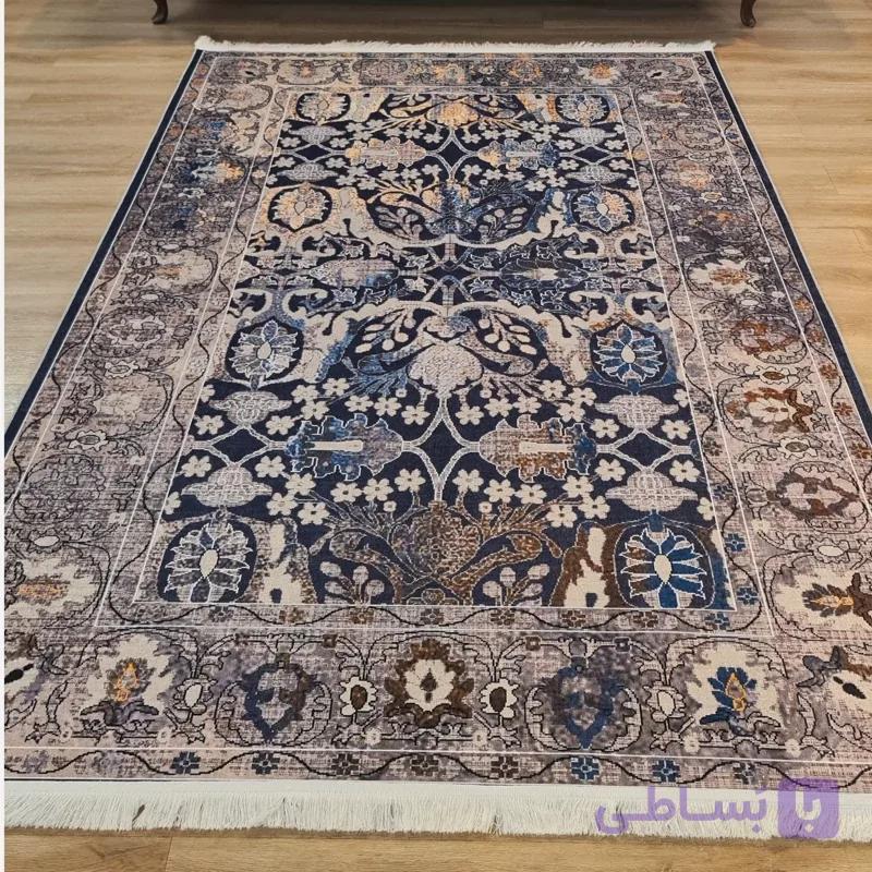فرشینه مخمل شانل رنگ سرمه ای و مسی، کد L 135(پس کرایه)