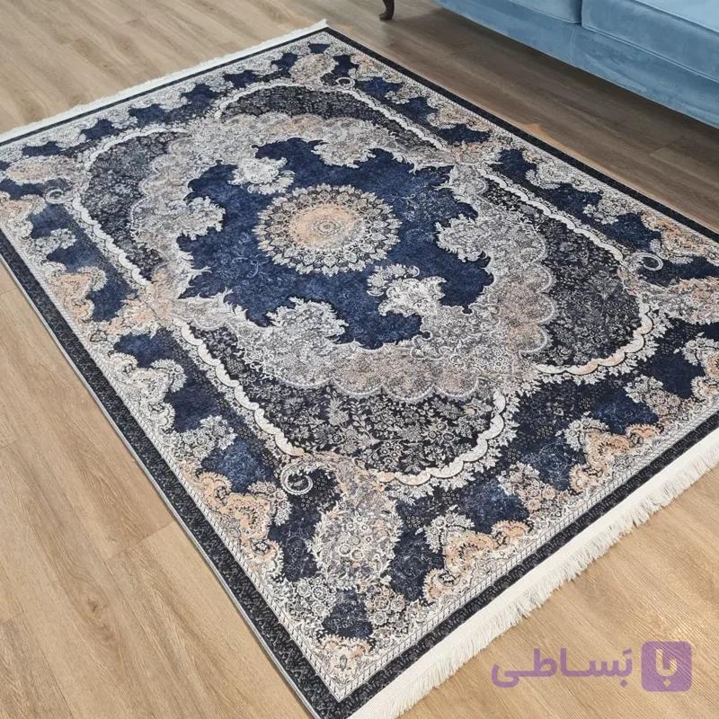 فرشینه مخمل شانل با تم سرمه ای تیره کد L 529(پس کرایه)