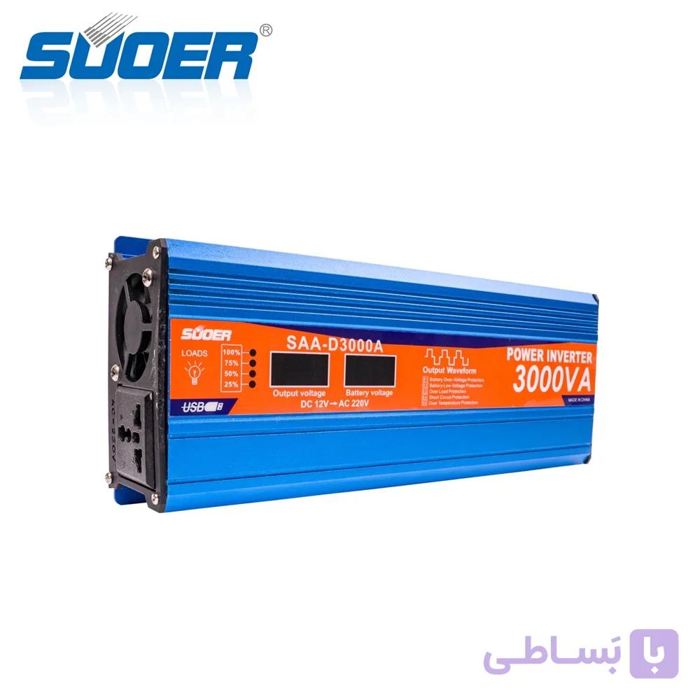مبدل برق خودرو 3000 وات 12 ولت Suoer مدل SAA-D3000A — تصویر 1
