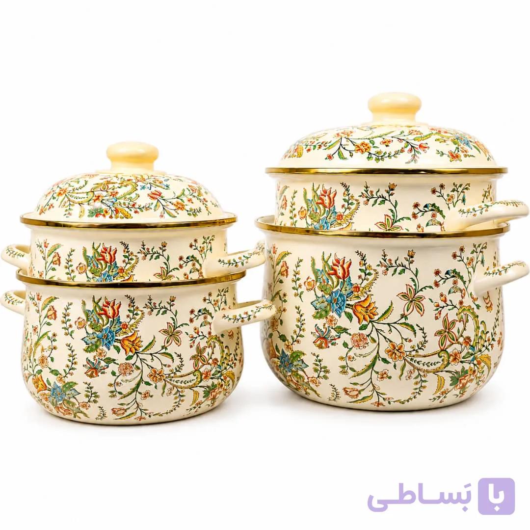 سرویس قابلمه ۱۰ پارچه طرح گل کوکب