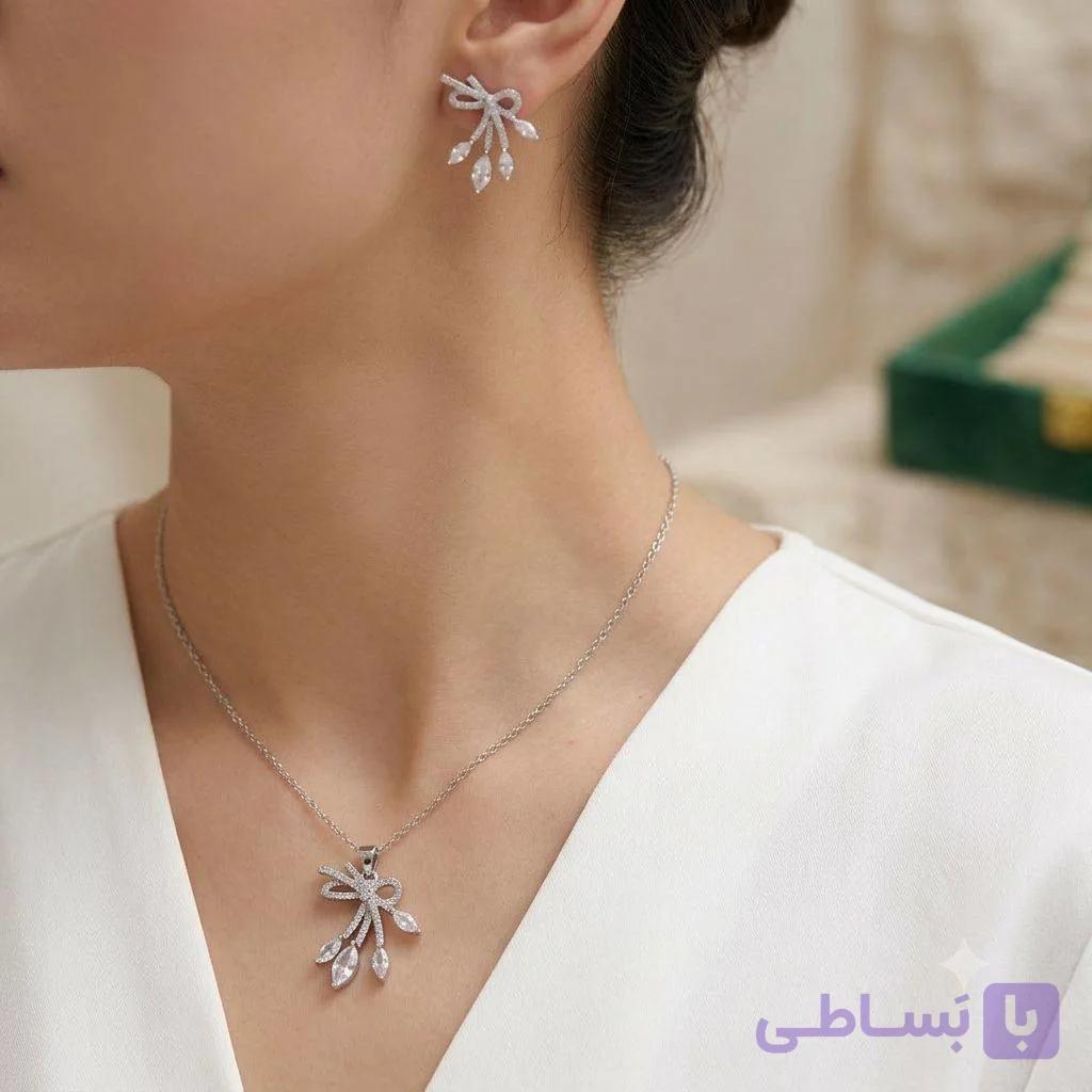 نیم‌ست طرح نقره پاپیونی دخترانه مدل 2121 | ضدحساسیت