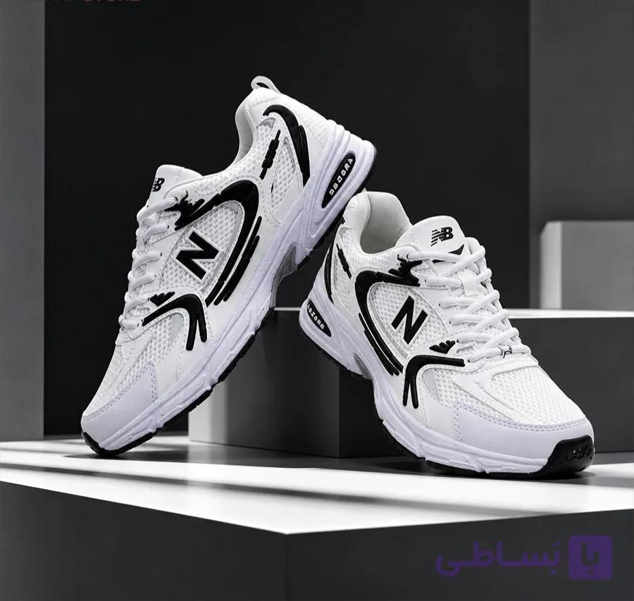 کتونی مردانه  new balance سفید مشکی ، ارسال رایگان